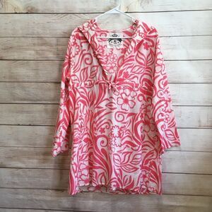 PUSSERS HOODED COVERUP‎ IN PINK AND WHITE